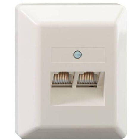 Rutenbeck UAE 2x8(8) Ap rw Prise réseau montage apparent (en saillie) insert avec plaque centrale et châssis CAT 3 blan