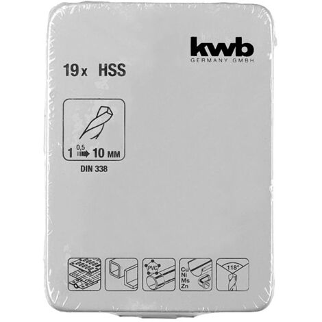 kwb 421944 HSS Jeu de forets pour le métal 19 pièces DIN 338 tige cylindrique 19 pc(s)