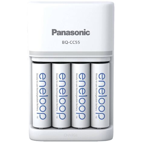 Chargeur de piles rondes NiMH avec accus Panasonic Smart & Quick BQ-CC55 +4x eneloop AA (1/5)