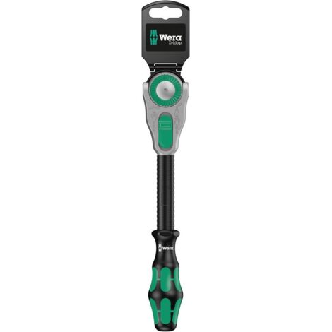 Wera – Cliquet réversible 1/2" 277 mm – 72 dents – Angle de reprise 5° – Pour espaces exigus – Blocage à bille