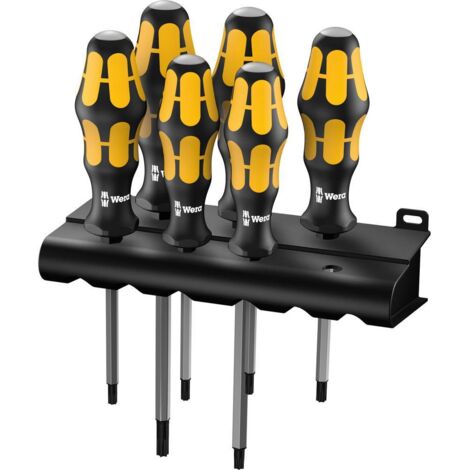 Wera – Jeu de tournevis TORX® 6 pièces – Acier à outils – Manche Kraftform multicomposant – Pointe de frappe intégrée
