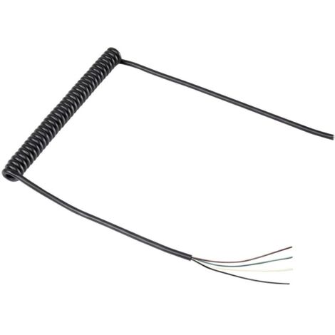Tru Components – Câble spiralé 1570978 4 conducteurs 0.12 mm² noir – Longueur 188 à 500 mm – Gaine polyuréthane pour flexibilité - NOIR 1 PC