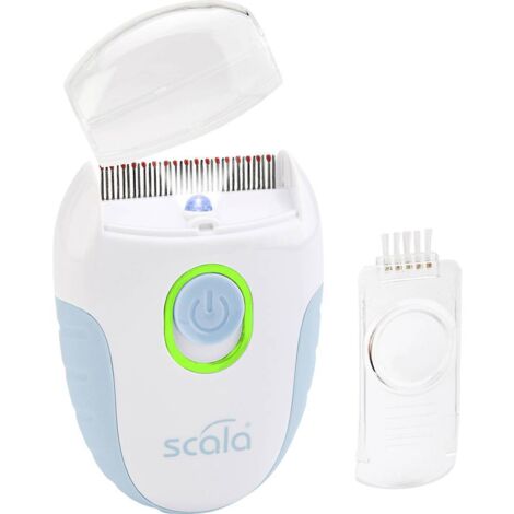 Peigne électrique anti-poux avec technologie LED – 1,5V – Loupe intégrée – Nettoyage facile – Pour cheveux naturels – Scala