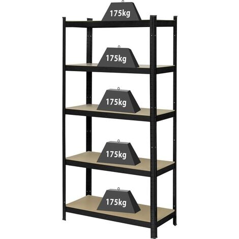 Rayonnage lourd TOOLCRAFT KCT20CP 175 kg (l x H x P) 900 x 1800 x 400 mm métal, Fibres dures noir, galvanisé panneau du