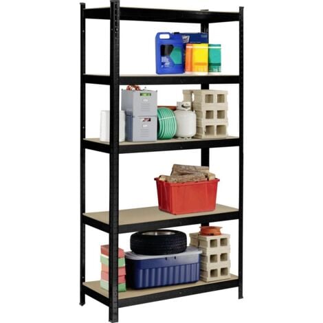 Rayonnage lourd TOOLCRAFT KCT20CP 175 kg (l x H x P) 900 x 1800 x 400 mm métal, Fibres dures noir, galvanisé panneau du