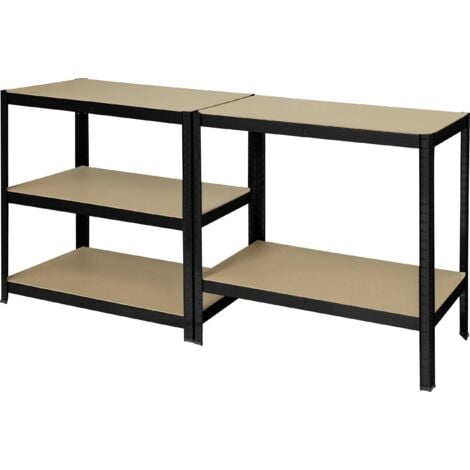 Rayonnage lourd TOOLCRAFT KCT20CP 175 kg (l x H x P) 900 x 1800 x 400 mm métal, Fibres dures noir, galvanisé panneau du