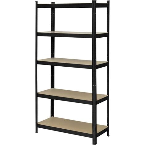 Rayonnage lourd TOOLCRAFT KCT20CP 175 kg (l x H x P) 900 x 1800 x 400 mm métal, Fibres dures noir, galvanisé panneau du
