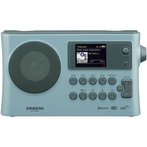 Sangean WFR-28BT Radio de table Internet DAB+, FM WiFi, Bluetooth, AUX fonction de charge de la batterie, Spotify bleu (1/4)