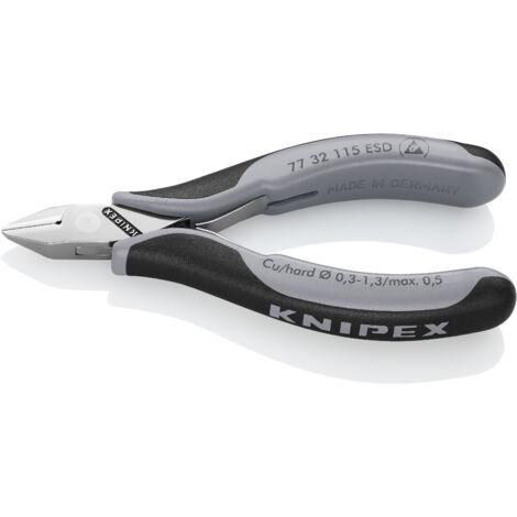 KNIPEX 77 32 115 ESD Pinces coupantes de côté pour l’électronique ESD avec charnière entrepassée avec poignées multimatières 115 mm