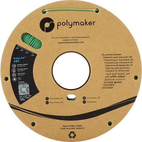 Polymaker PE01005 PolyLite Filament ABS inodore 1.75 mm 1000 g vert 1 pc(s)
