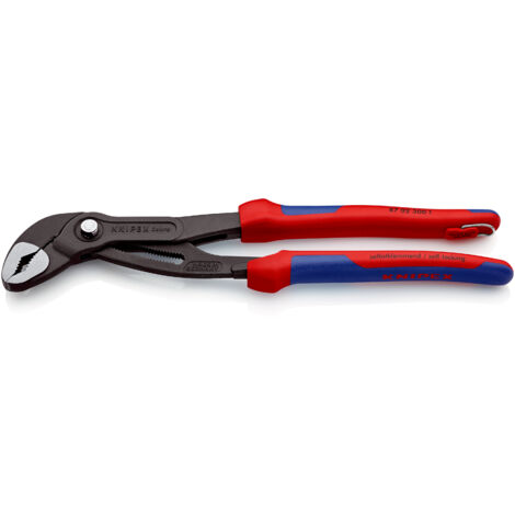 KNIPEX 87 02 300 T Cobra® Pince multiprise de pointe avec gaines bi-matière, avec œillet intégré pour fixation d’un dispositif antichute grise atramentisée 300 mm