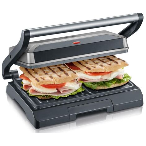 Severin – Grill multifonction 800W – 1 plaque – Couleur gris – Pour cuisson viande et légumes – Design compact