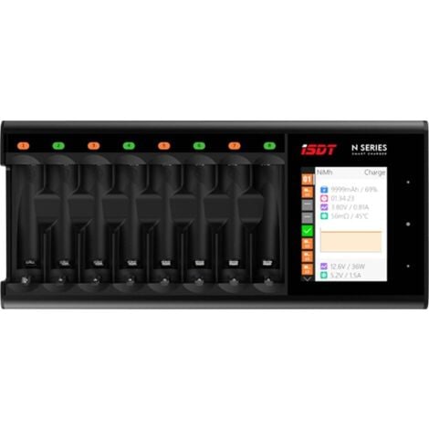 Chargeur de piles rondes ISDT N8 NiMH, NiCd, NiZn, Li-ion, LiHV, LiFePO LR6 (AA), LR03 (AAA), 14500, 10440