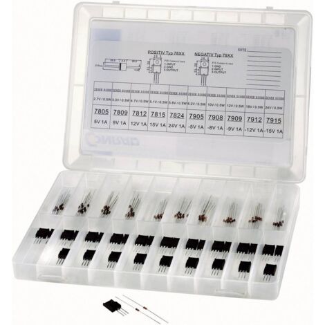 Tru Components – Assortiment de diodes Zener et régulateurs de tension 179000 – 130 pièces – 0,5 W – 5/9/12/15/24 V – Conforme RoHS (1/3)