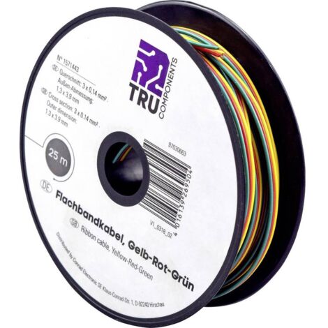Fil de câblage TRU COMPONENTS FBC 1571443 3 x 0.14 mm² jaune, rouge, vert 25 m (1/3)