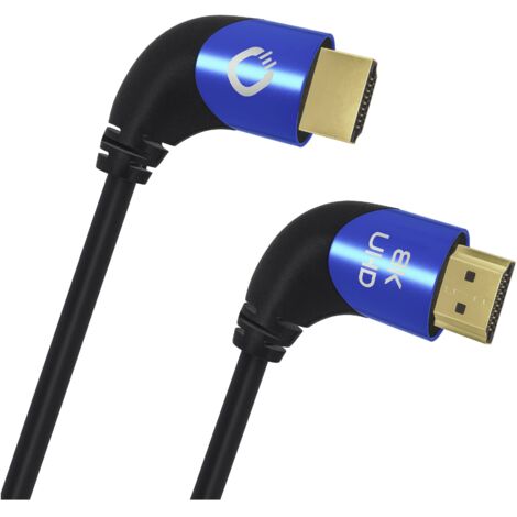 Câble de raccordement Oehlbach HDMI Fiche mâle HDMI-A, Fiche mâle HDMI-A 1.50 m noir D1C42541 8K UHD, coudé à 90° vers (1/3)