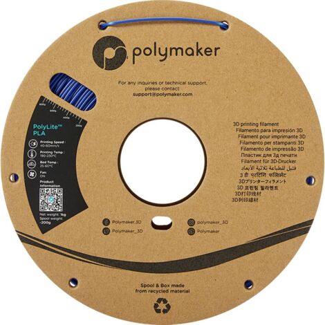 Polymaker PA02005 PolyLite Filament PLA 1.75 mm 1000 g bleu 1 pc(s)