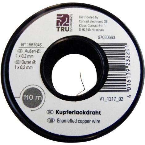 Fil de cuivre émaillé TRU COMPONENTS 2UEWF 1567050 Diamètre extérieur (avec vernis isolant): 1 mm 6 m (1/2)