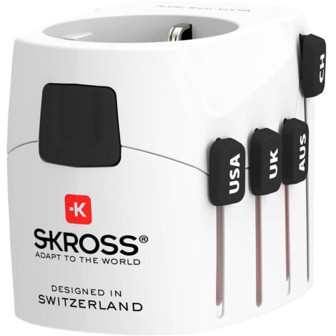 SKROSS Reisestecker Pro Adaptateur de voyage blanc 7A
