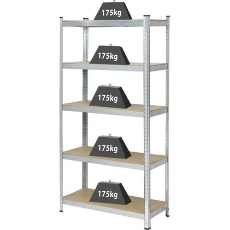 Toolcraft – Rayonnage lourd TO7863108 175 kg – Dimensions 90 x 1.8 x 40 cm – Métal galvanisé – 5 niveaux – Montage sans vis