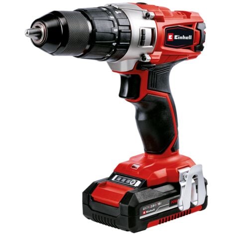 Einhell Perceuse Visseuse à percussion sans fil TE-CD 18/2 Li-i +64 (1 x 2,0 Ah) PXC Einhell (Li-ion, 18 V, Couple 44 Nm) Livré avec 2 Batteries 2,0Ah, Chargeur et 64 Accessoires