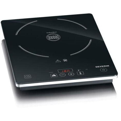 Plaque induction 2000 W – Diamètre 21 cm – Réglage 60 à 240 °C – Minuterie jusqu'à 180 min – Surface vitrocéramique facile à nettoyer – Severin - A442591
