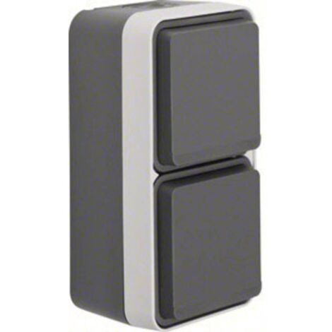 Prise électrique double Berker 47703525 W.1 apparent gris, gris clair (1/2)