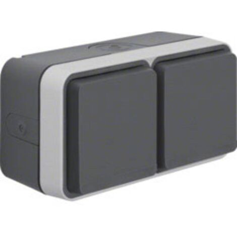 Prise électrique double Berker 47753525 W.1 apparent gris, gris clair (1/2)