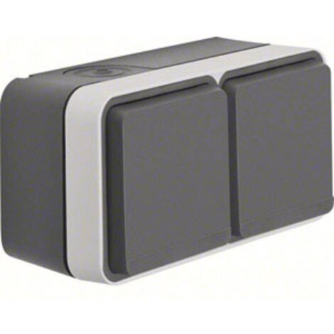 Prise électrique double Berker 47843515 W.1 apparent gris, gris clair (1/2)