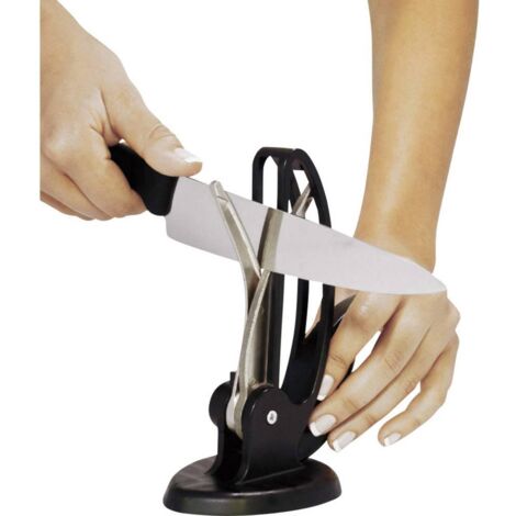 Aiguiseur de couteaux diamanté CURVE – Meuleuse pour affûtage précis à angle fixe 25° – Pour lames lisses – 350g - S165451