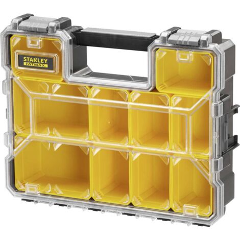 Stanley – Organiseur profond 10 compartiments – Couvercle en polycarbonate incassable – Dimensions 44,6 x 11,6 x 35,7 cm – Capacité 3,5 litres