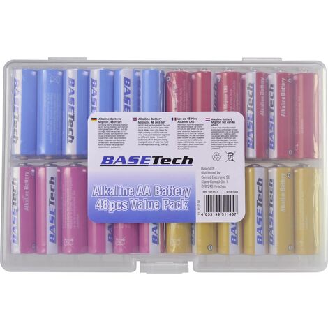 Basetech Pile LR6 (AA) alcaline(s) 2650 mAh 1.5 V 48 pc(s)