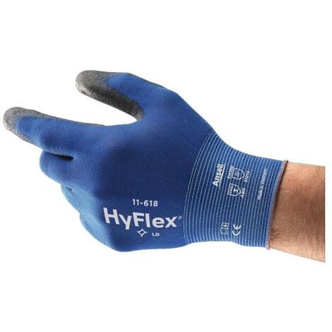 Gants de manutention Ansell HyFlex 11-618 taille 7, Résistant à l'abrasion, 12 Paires, Bleu ( Prix pour 1 paire ) (1/5)