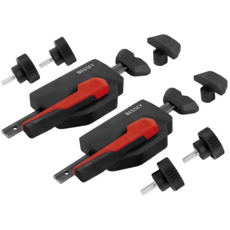 Bessey – Pince horizontale à tirette 2 pièces pour trou de 20mm – Force de serrage jusqu'à 750 N – Compatible tables multifonctions