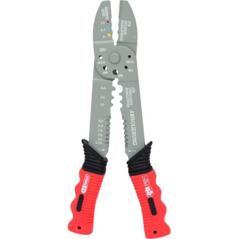 Ks Tools – Pince à sertir cosse 220mm – Pour cosses isolées et non isolées – Corps en acier plat – Poignées bi-composant confortables (1/10)