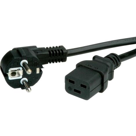 Câble de raccordement noir 2.00 m – H05VV-F 3G 1,5 mm² – 16A 250V – Prise mâle IEC320 C19 – Value (1/2)