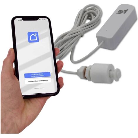 Détecteur d'inondation sans fil 200150 – Alimentation à pile – Notification Push via application – Interrupteur à flotteur – Schabus