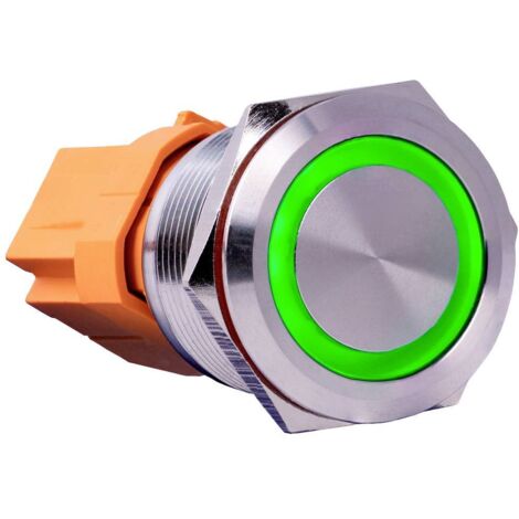 Joy-it Button22C-01 Button22C-01 Interrupteur 250 V à accrochage vert (Ø x L) 24.80 mm x 34.50 mm IP67, IK10 1 pc(s) (1/2)