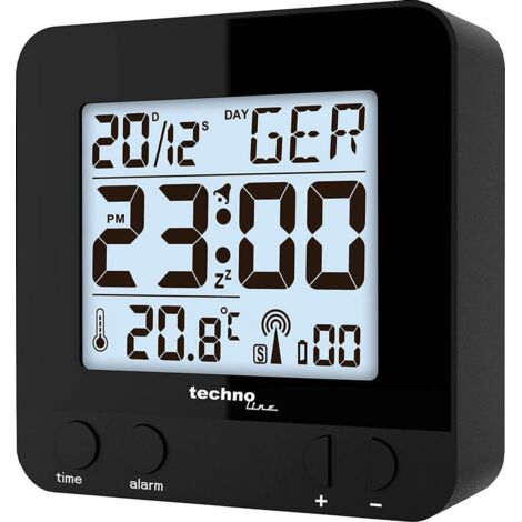 Techno Line WT235 sw radiopiloté(e) Réveil noir Heures de réveil 1
