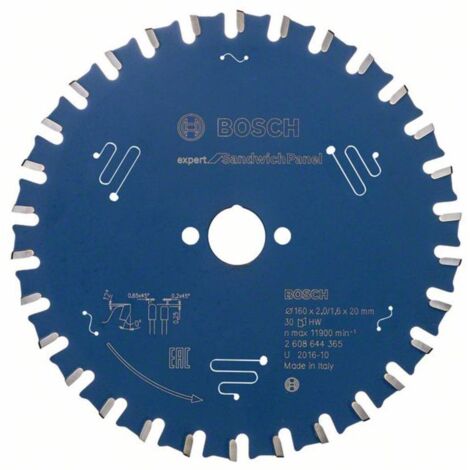 Bosch – Lame de scie circulaire 160 x 20 mm 2608644365 – Épaisseur 1.6 mm – Nombre de dents 30 – Pour tôle d'acier et isolante