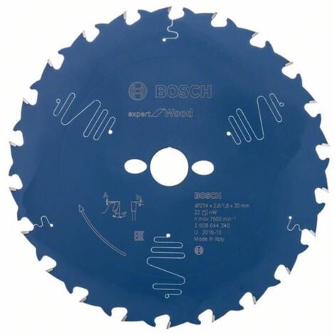 Bosch Accessories Expert for Wood 2608644340 Lame de scie circulaire 254 x 30 x 1.8 mm Nombre de dents: 22 1 pc(s)