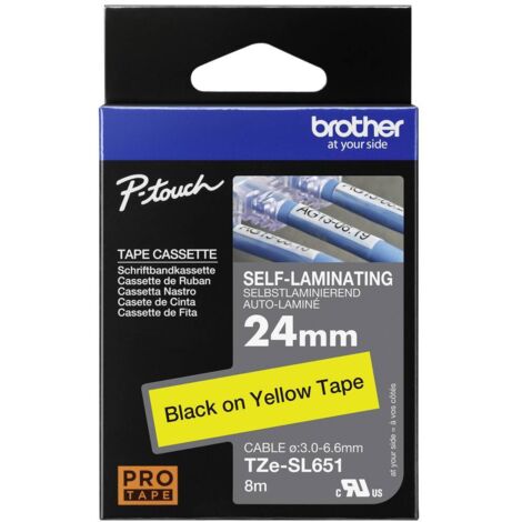 Brother TZe, TZ TZESL651 Couleur de ruban: jaune Couleur de police:noir 24 mm 8 m (1/4)