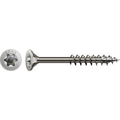 Spax – Vis à bois 6 mm 100 mm 197000601003 T-STAR plus – Acier inoxydable A2 – 100 pièces – Pour environnements humides