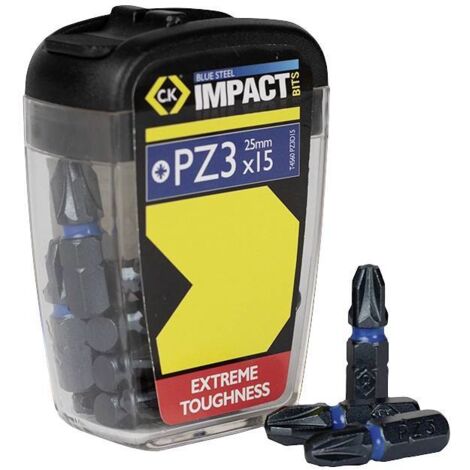 C.K Blue Steel T4560 PZ3D15 Embout cruciforme 15 pièces vis Pozidriv D066092 (1/2)
