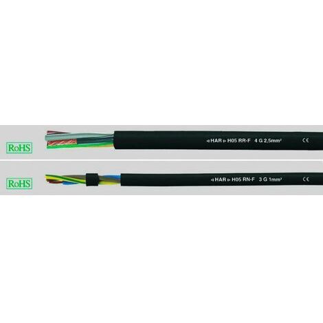 Helukabel 36001 Câble à gaine caoutchouc H05RN-F 2 x 0.75 mm² noir 50 m D814641 (1/2)