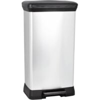 Curver – Poubelle à pédale 50 l – Argent métallisé – Dimensions 390 x 720 x 290 mm – Système Soft-close pour utilisation silencieuse