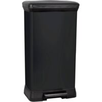Curver – Poubelle à pédale 50L – Dimensions 390 x 720 x 290 mm – Couvercle Soft-close – Matériau anti-rouille – Noir métallisé