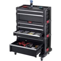 Keter – Servante d'atelier roulante 83 cm – 7 tiroirs – Longueur 60 cm – Largeur 38 cm – Charge maximale 100 kg – Plateau d'outils intégré