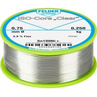 Felder ISO-Core "Clear" Sn100Ni+ Étain à souder bobine Sn99,25Cu0,7Ni0,05 0.250 kg 0.75 mm A581832