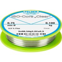 Felder ISO-Core Clear SAC305 Étain à souder bobine Sn96,5Ag3Cu0,5 0.100 kg 0.75 mm